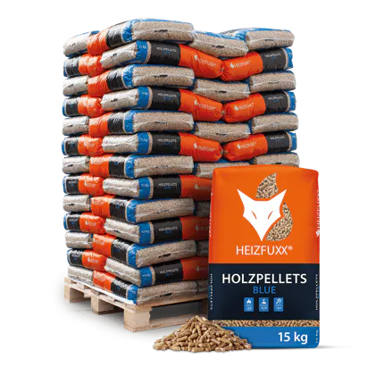 PAX15-Holzpellets-BLUE-36erPalette-Verpackung.webp Holzpellets Blue 65 x 15 kg – Bild 1